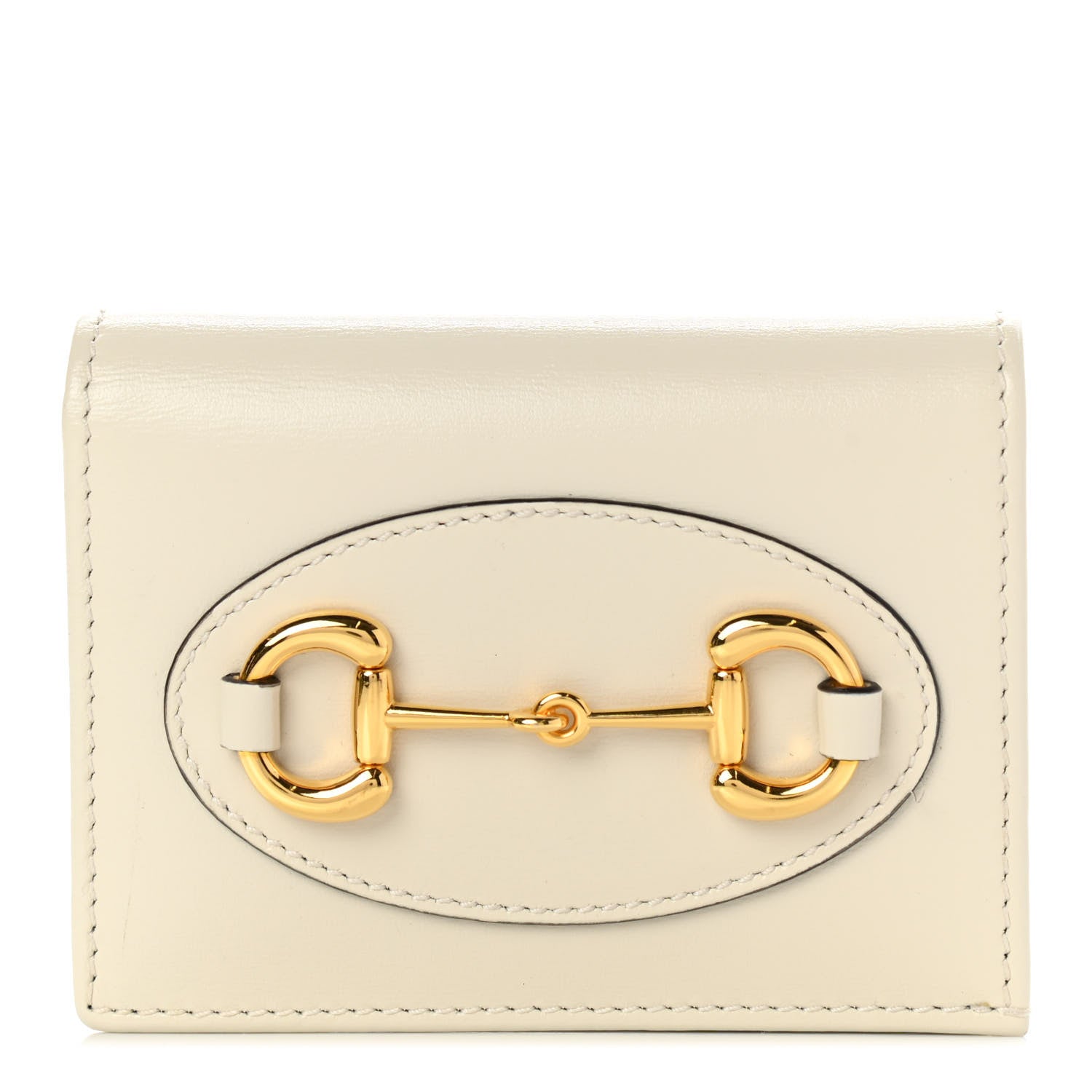 Gucci Boarded Plutone Calfskin Horsebit 1955 Card Case Wallet Mystic White 1 of 9