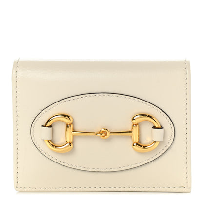 Gucci Boarded Plutone Calfskin Horsebit 1955 Card Case Wallet Mystic White 1 of 9