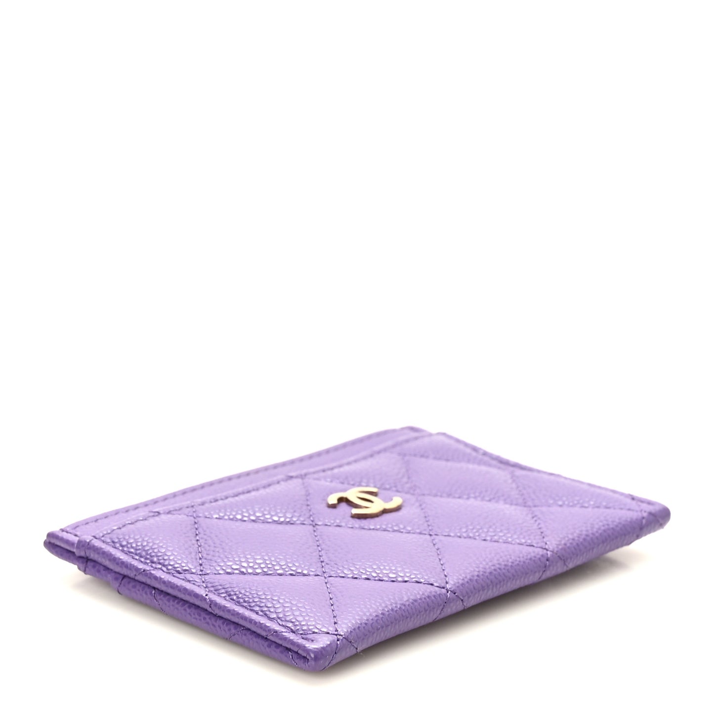 Caviar Quilted Card Holder Purple