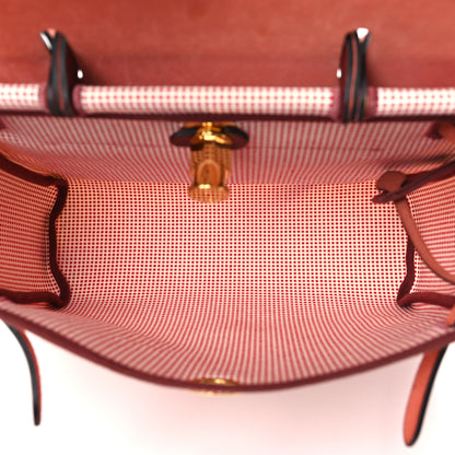 Hermes Criss Viking Vache Hunter Herbag Zip Retourne 31 PM Ecru Framboise Rouge 6 of 11