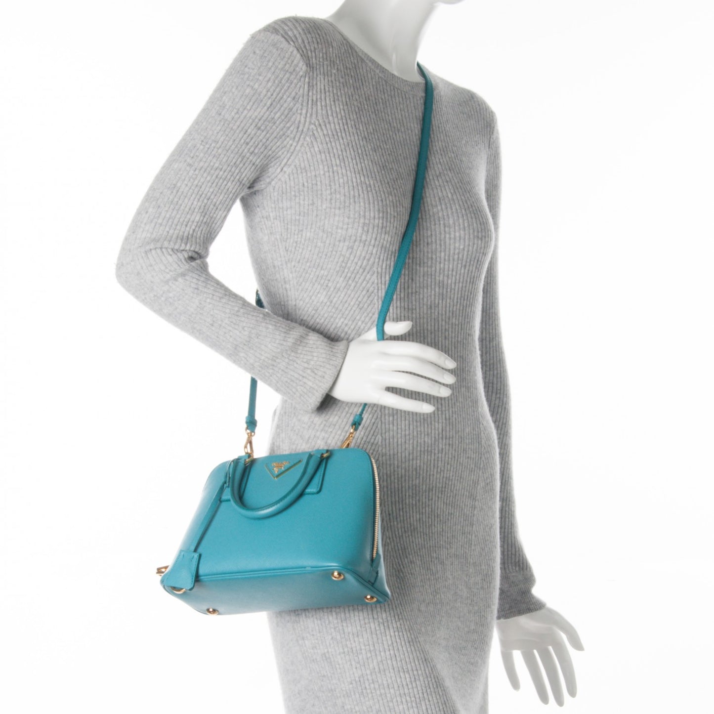 Saffiano Lux Mini Promenade Tote Turchese