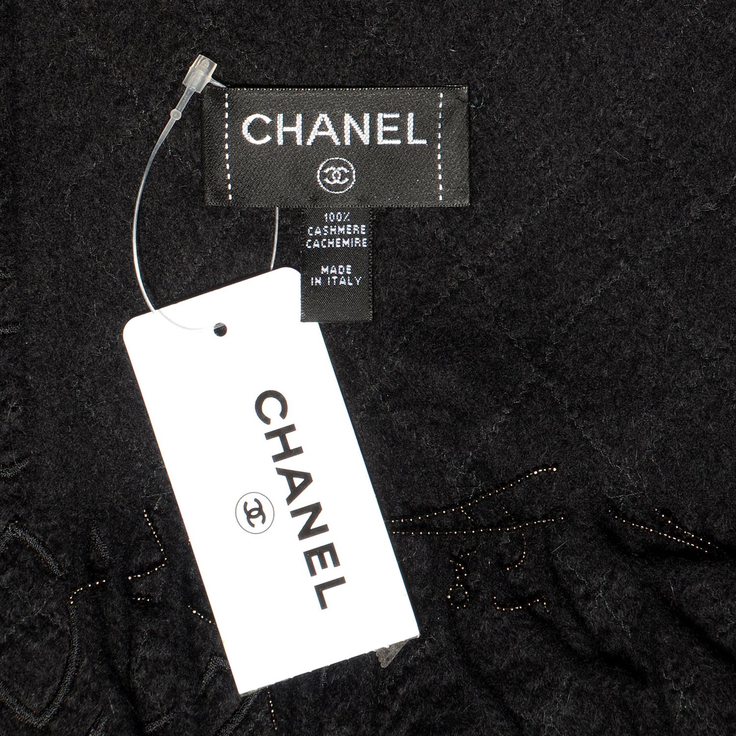 Cashmere Beaded CC Scarf Black