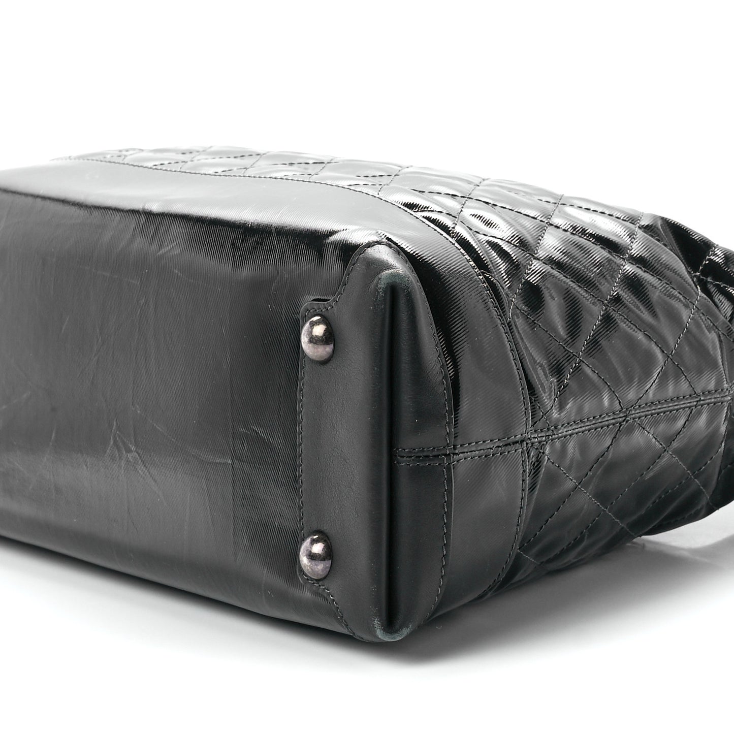 Calfskin Coated Canvas Quilted Tote Black
