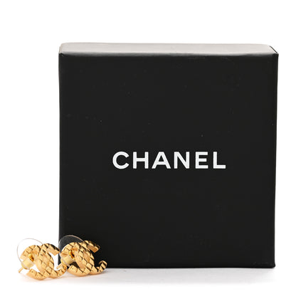 Chanel Metal Textured CC Earrings  Gold 5 of 5