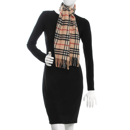 Burberry Cashmere Nova Check Fringe Scarf Camel 2 of 4