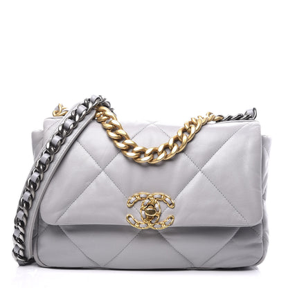 Chanel Goatskin Quilted Medium 19 Flap Grey 1 of 10