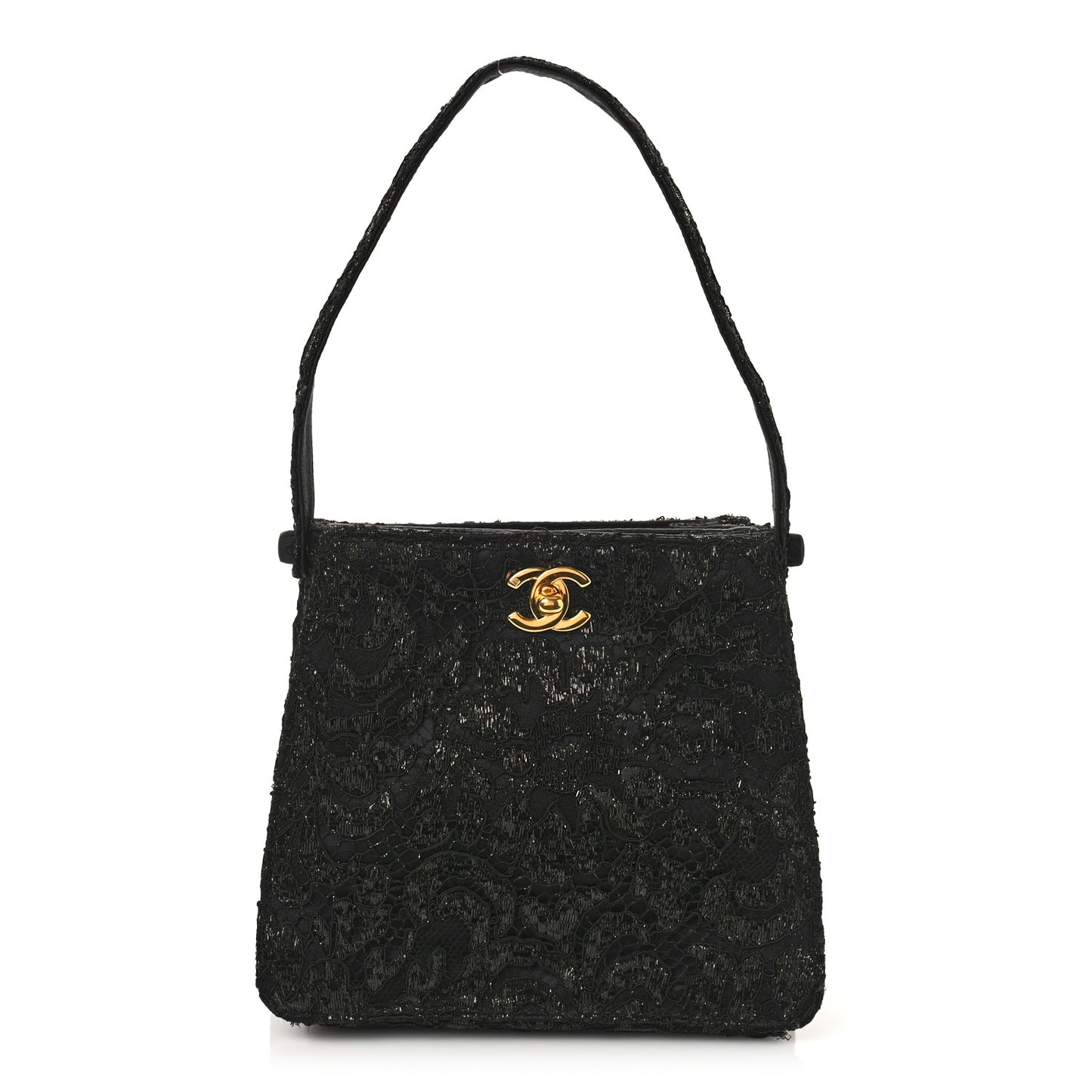 Lace Satin CC Top Handle Black
