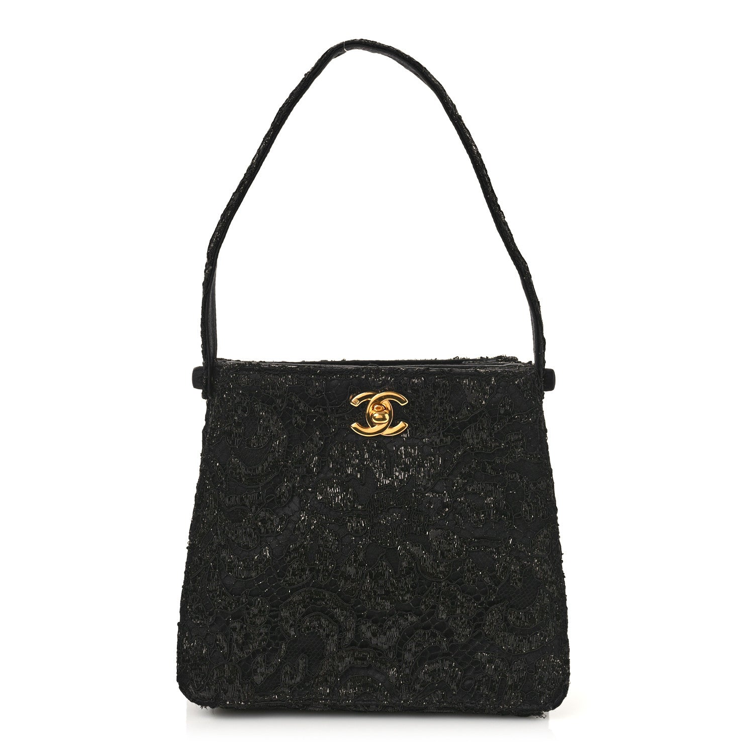 Chanel Lace Satin CC Top Handle Black 1 of 10