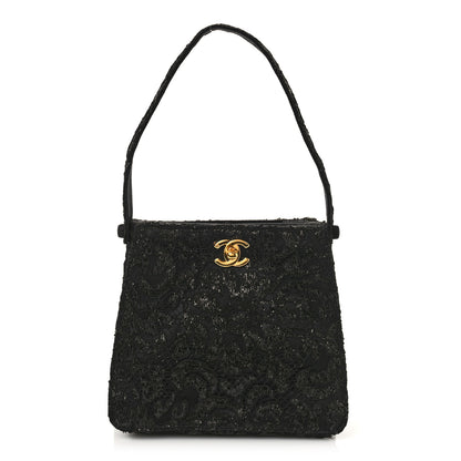 Chanel Lace Satin CC Top Handle Black 1 of 10
