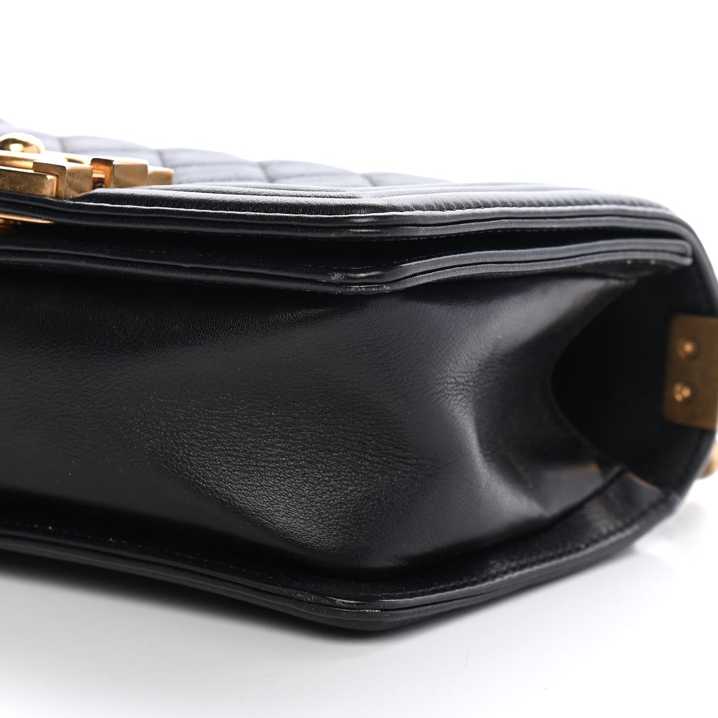 Calfskin Quilted Small Boy Flap Black