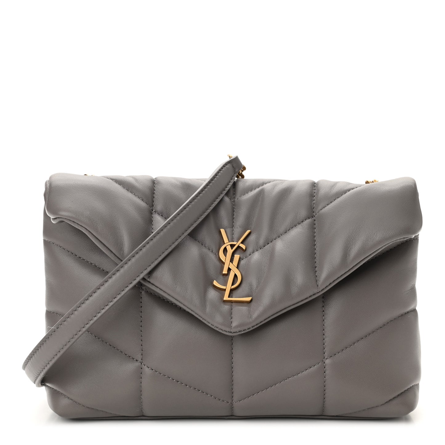Lambskin Quilted Toy Loulou Puffer Monogram Chain Satchel Fog