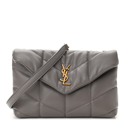 Saint Laurent Lambskin Quilted Toy Loulou Puffer Monogram Chain Satchel Fog 1 of 8