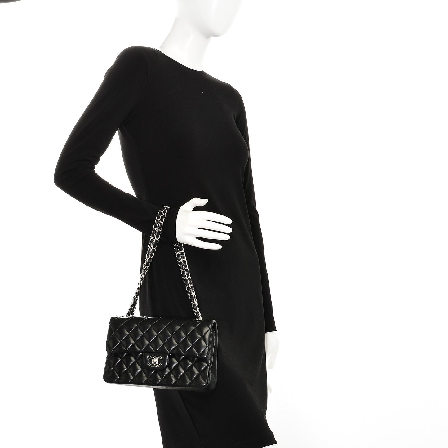 Lambskin Quilted Small Double Flap Black