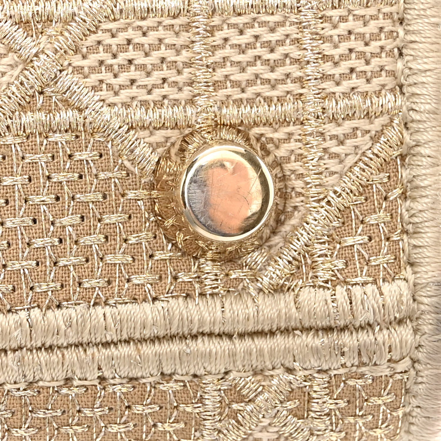 Christian Dior Canvas Embroidered Cannage Medium Lady D-Lite Beige 13 of 17