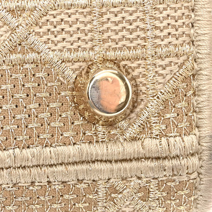 Christian Dior Canvas Embroidered Cannage Medium Lady D-Lite Beige 13 of 17