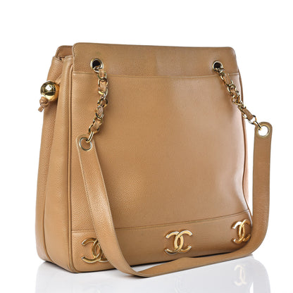 Chanel Caviar CC Shoulder Bag Beige 3 of 16
