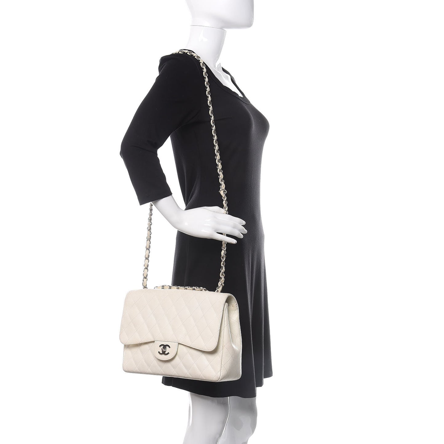 Caviar Quilted Jumbo Single Flap White