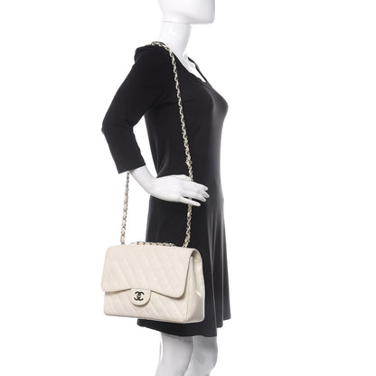 Chanel Caviar Quilted Jumbo Single Flap White 2 of 13