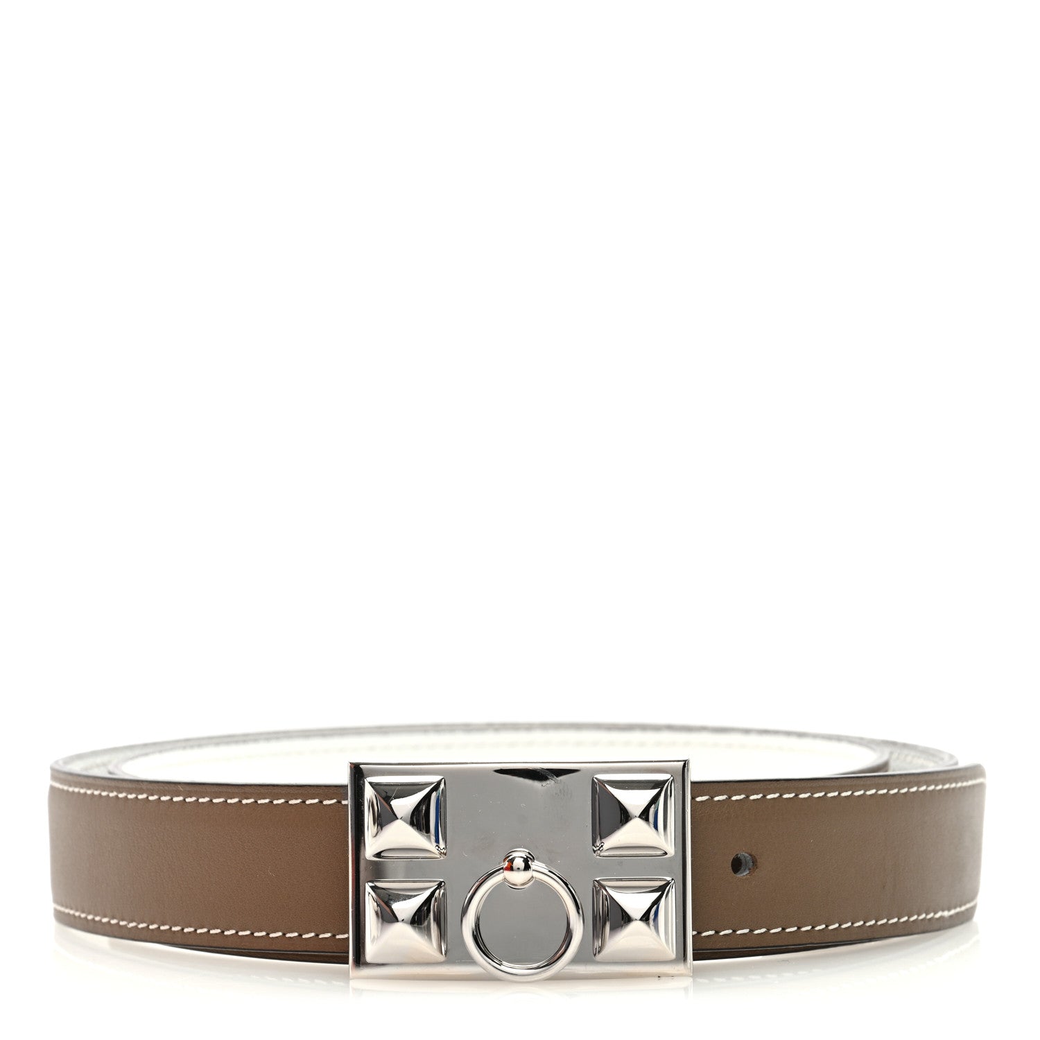 Hermes Epsom Swift 24mm Collier De Chien CDC Belt 75 30 Etoupe White 1 of 4