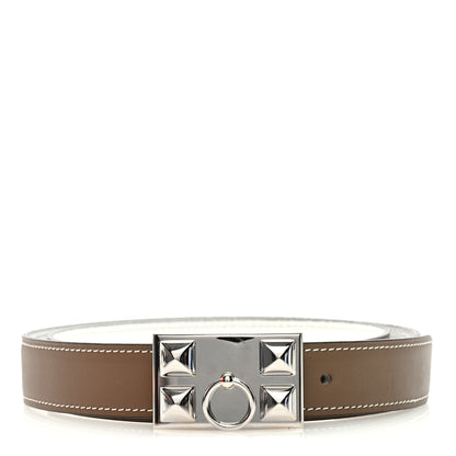 Hermes Epsom Swift 24mm Collier De Chien CDC Belt 75 30 Etoupe White 1 of 4