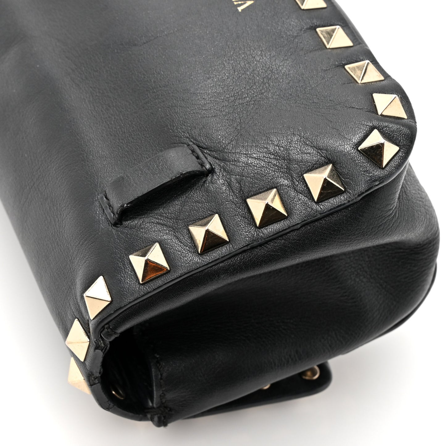 Calfskin Rockstud Belt Bag Black