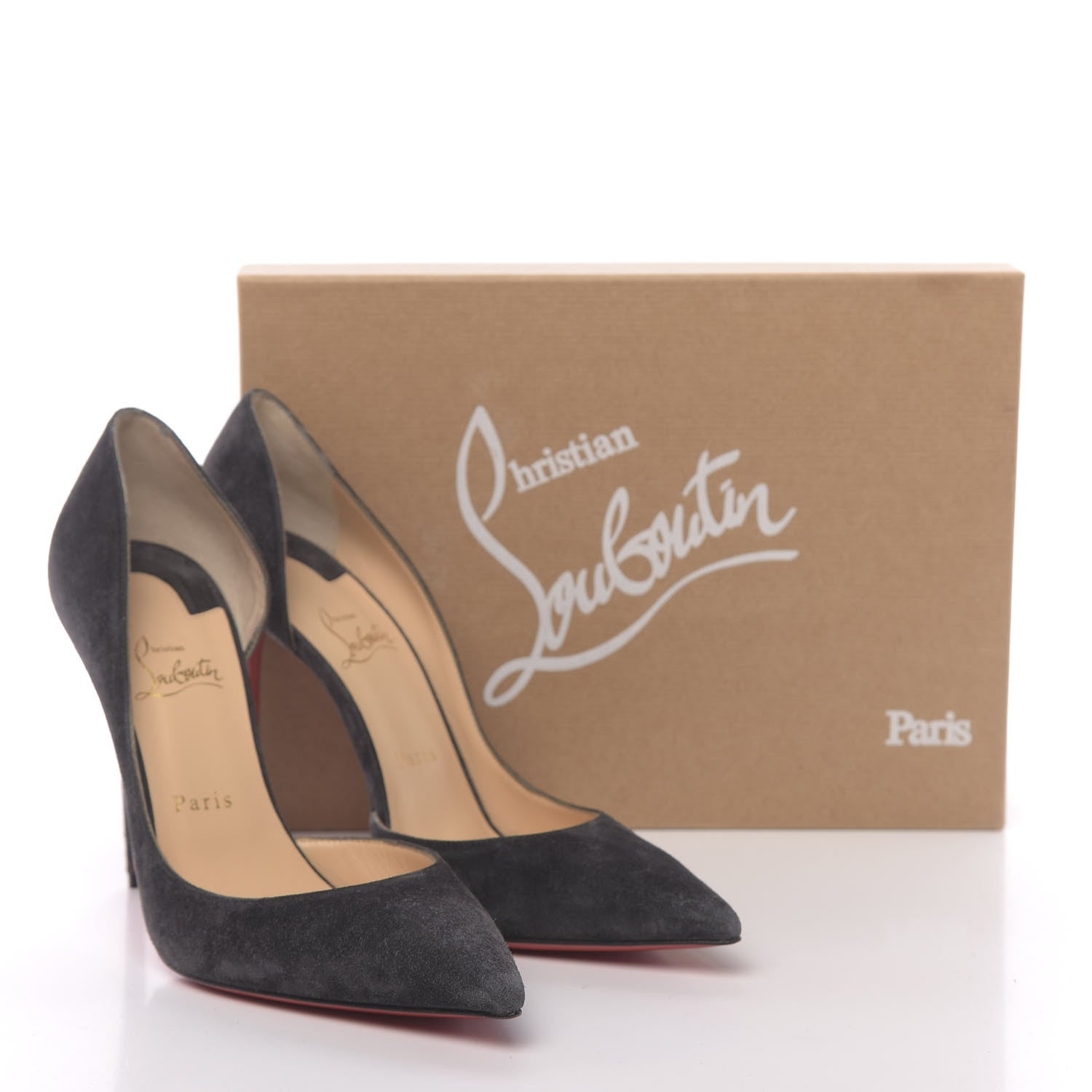 Christian Louboutin Veau Velours Iriza 100 Pumps 40.5 Charbon 9 of 9