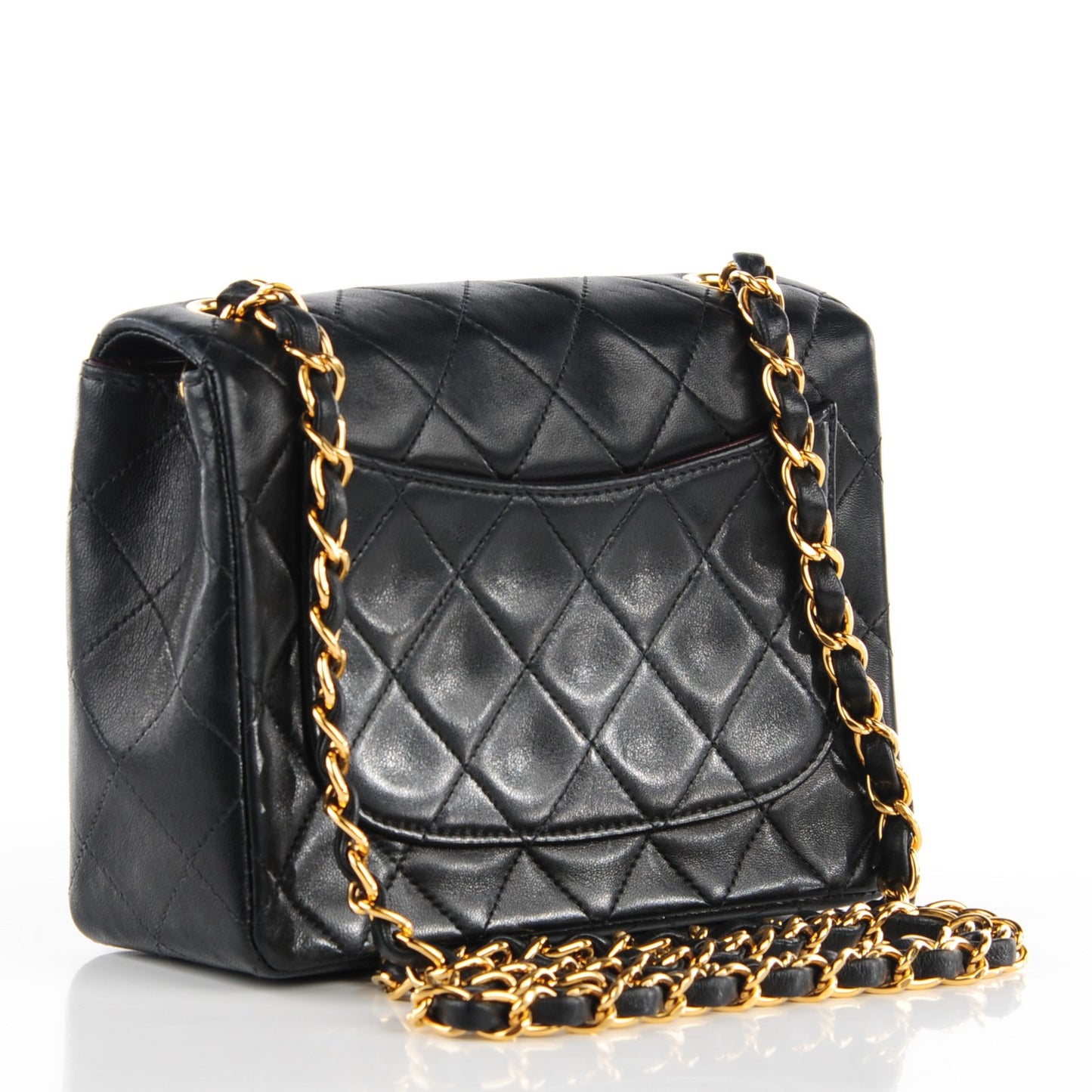 Lambskin Quilted Mini Square Flap Black