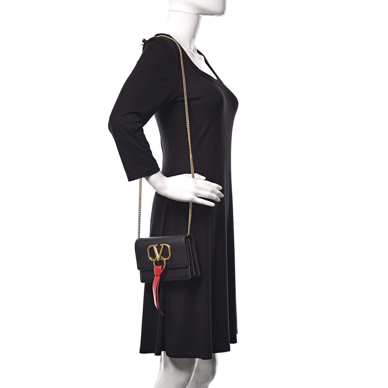 Valentino Garavani Smooth Calfskin Mini VRing Crossbody Bag Black 2 of 8