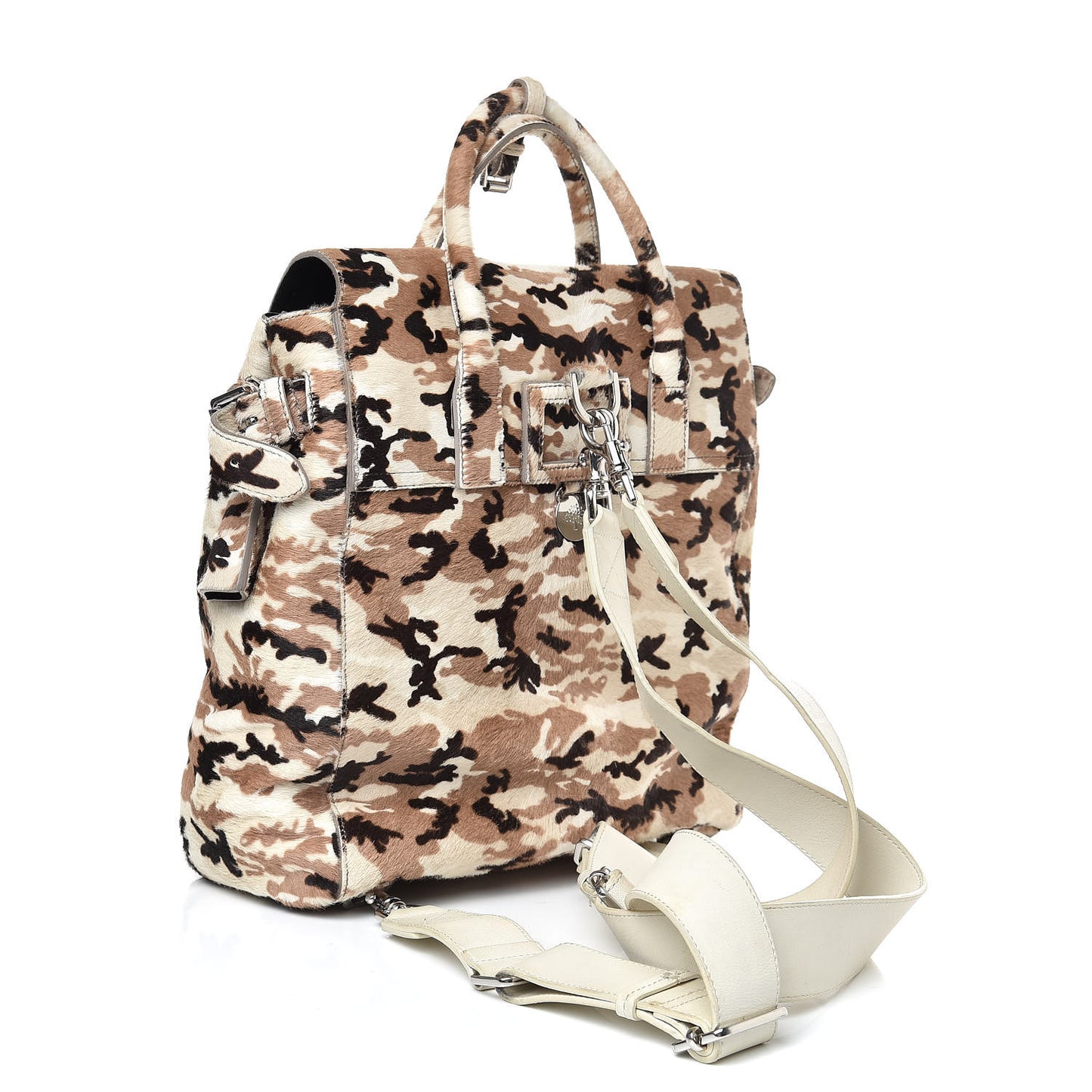 Calf Hair Camo Cara Delevingne Mini Backpack Beige