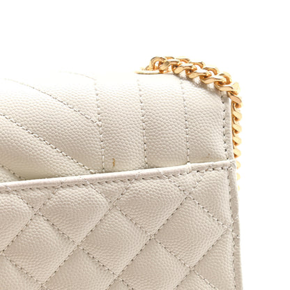 Saint Laurent Grain De Poudre Textured Mixed Matelasse Triquilt Small Monogram Satchel Crema Soft 11 of 11