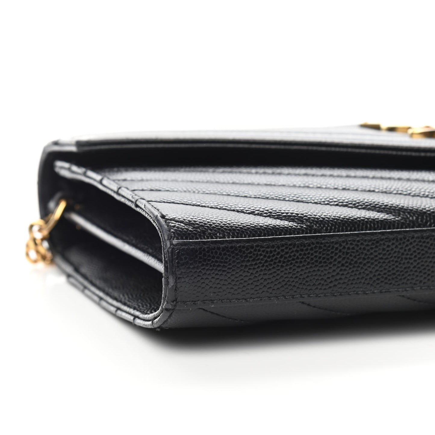 Grain De Poudre Matelasse Chevron Monogram Chain Wallet Black