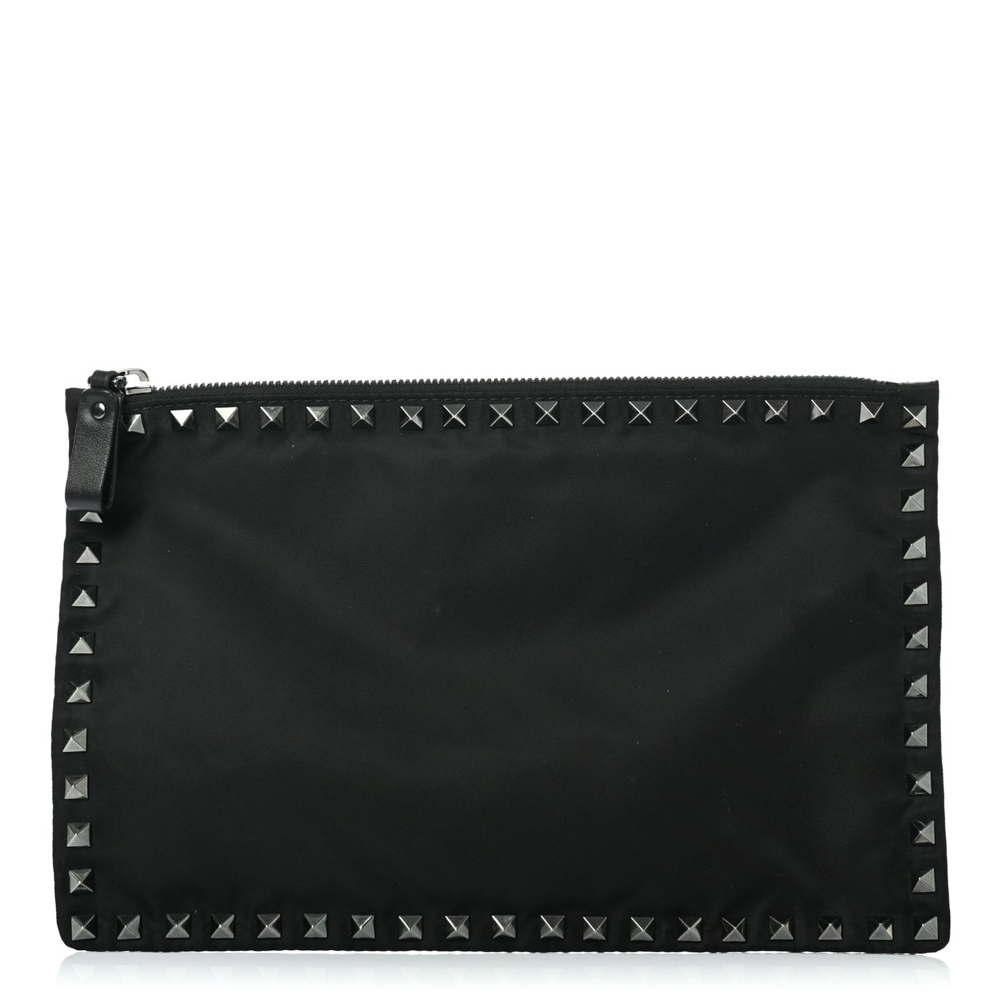 Nylon Rockstud Zip Pouch Black