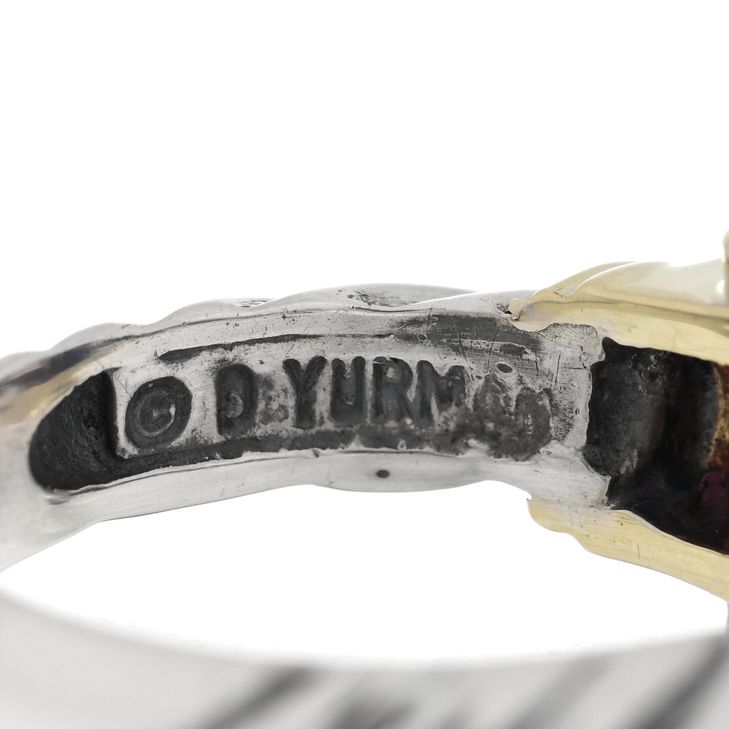 David Yurman Sterling Silver 14K Yellow Gold Pink Tourmaline Green Onyx Renaissance Ring 52 6 4 of 4