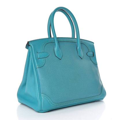 Hermes Togo Swift Ghillies Birkin 30 Turquoise 3 of 29