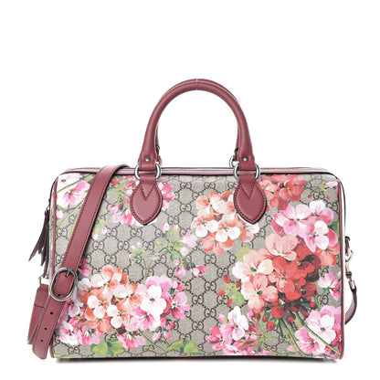 Gucci GG Supreme Monogram Blooms Medium Boston Beige Multicolor Dry Rose 1 of 10
