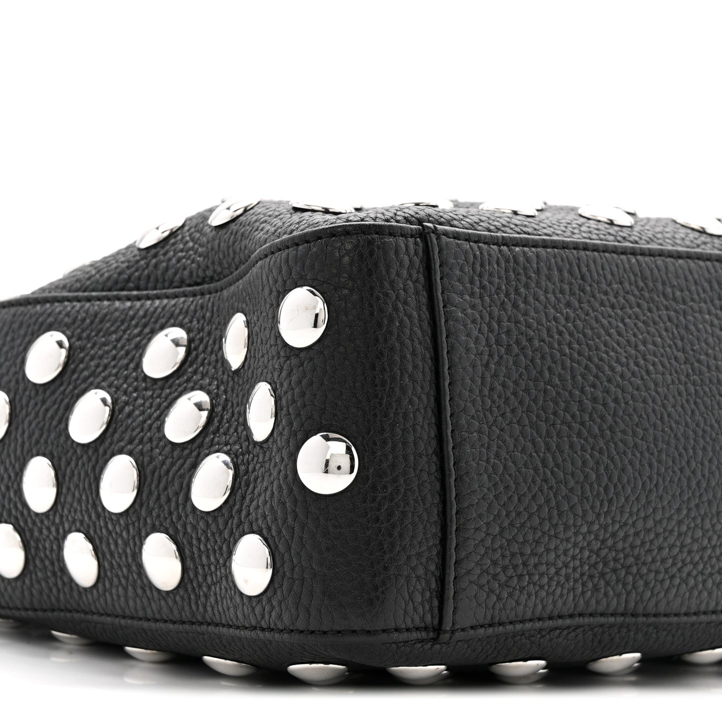 Pebbled Sport Calfskin Studded Elena Black