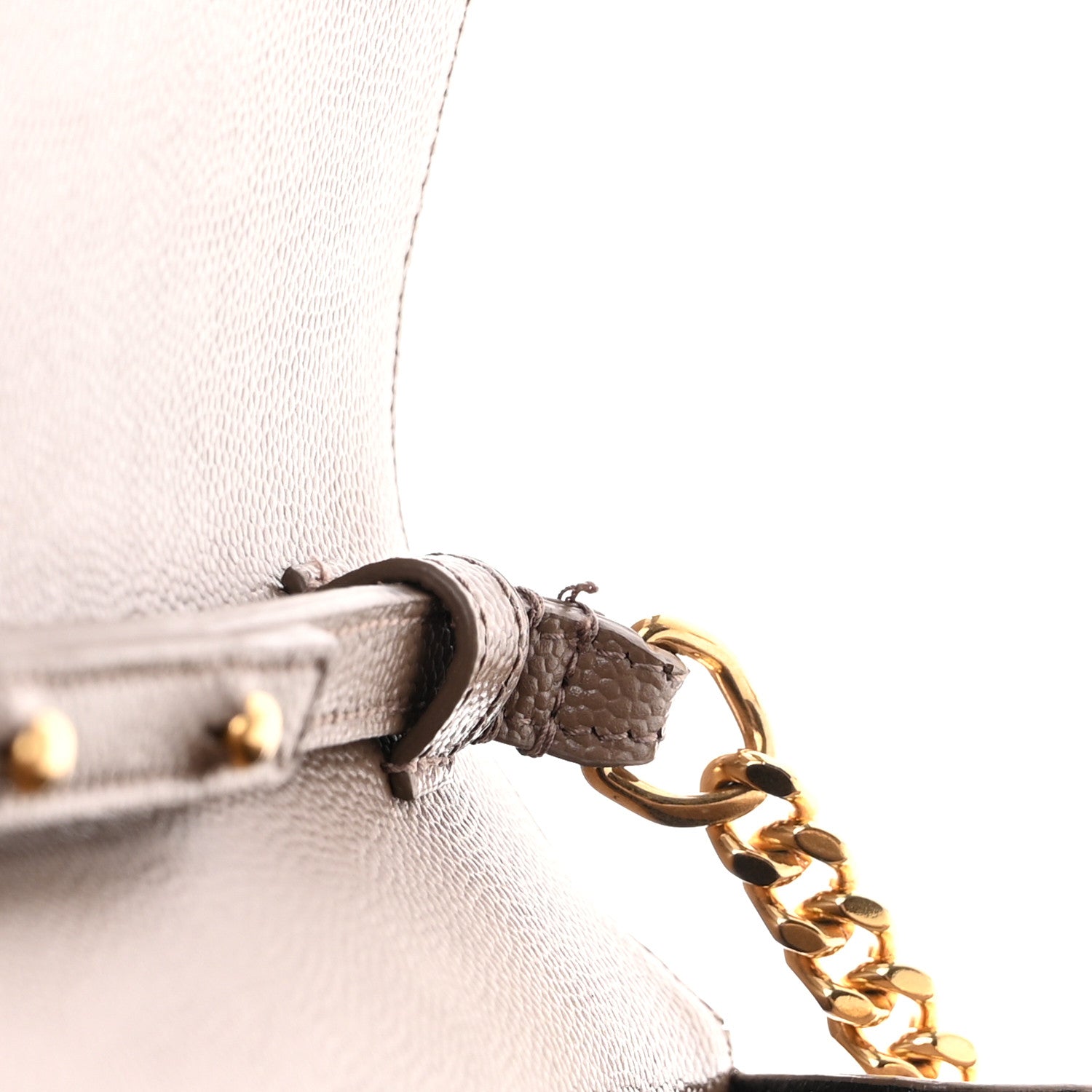 Saint Laurent Grain De Poudre Matelasse Chevron Monogram Chain Wallet Taupe 13 of 14