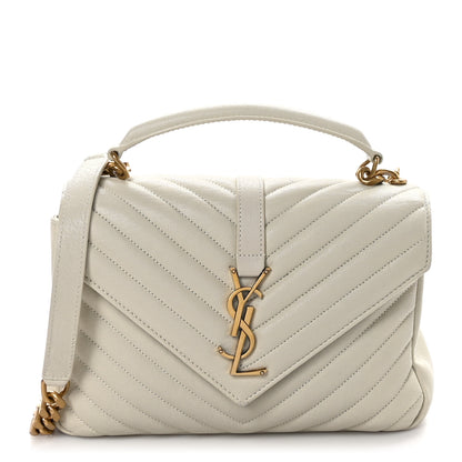 Saint Laurent Sheepskin Matelasse Chevron Monogram Medium College Bag Crema Soft 1 of 11