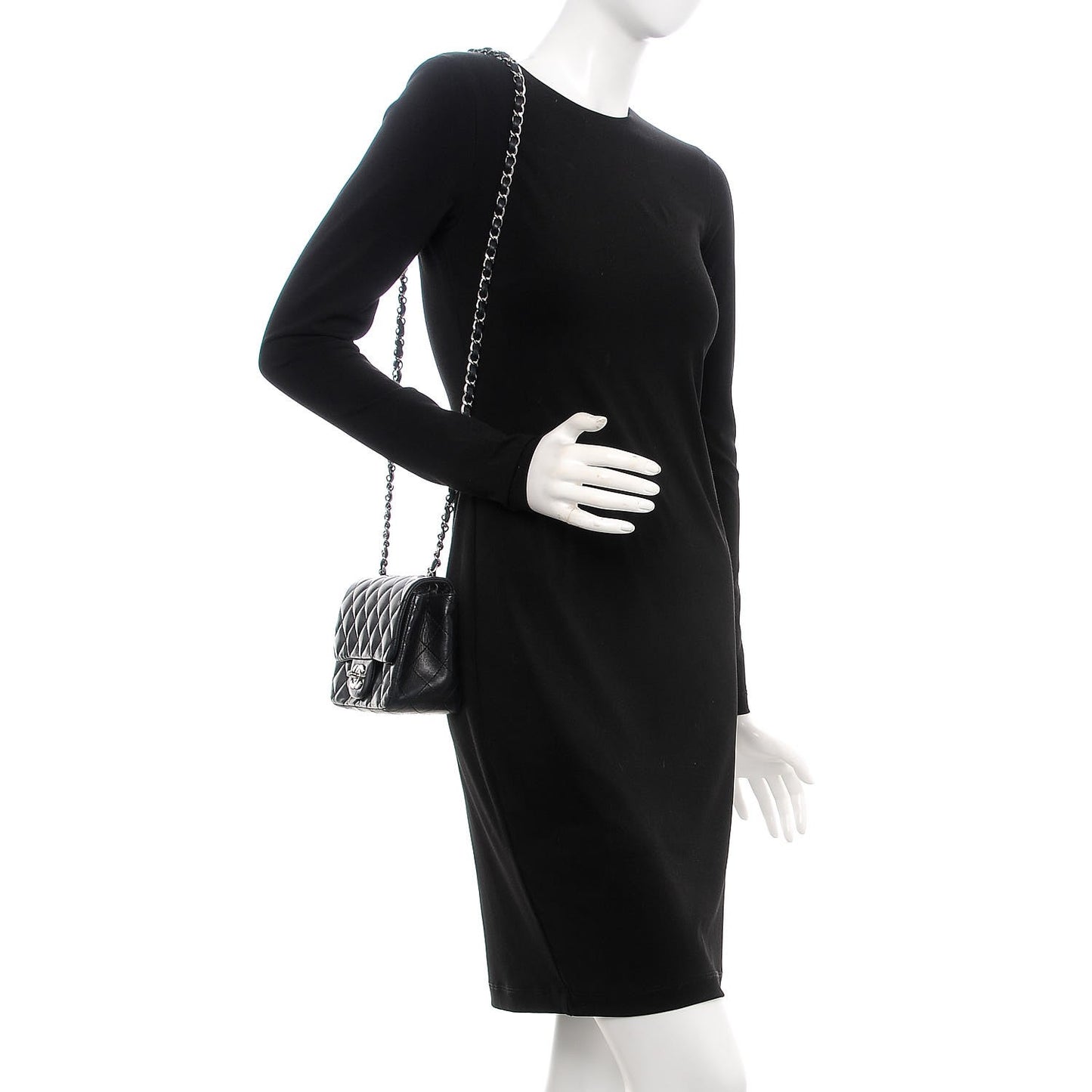 Lambskin Quilted Mini Square Flap Black