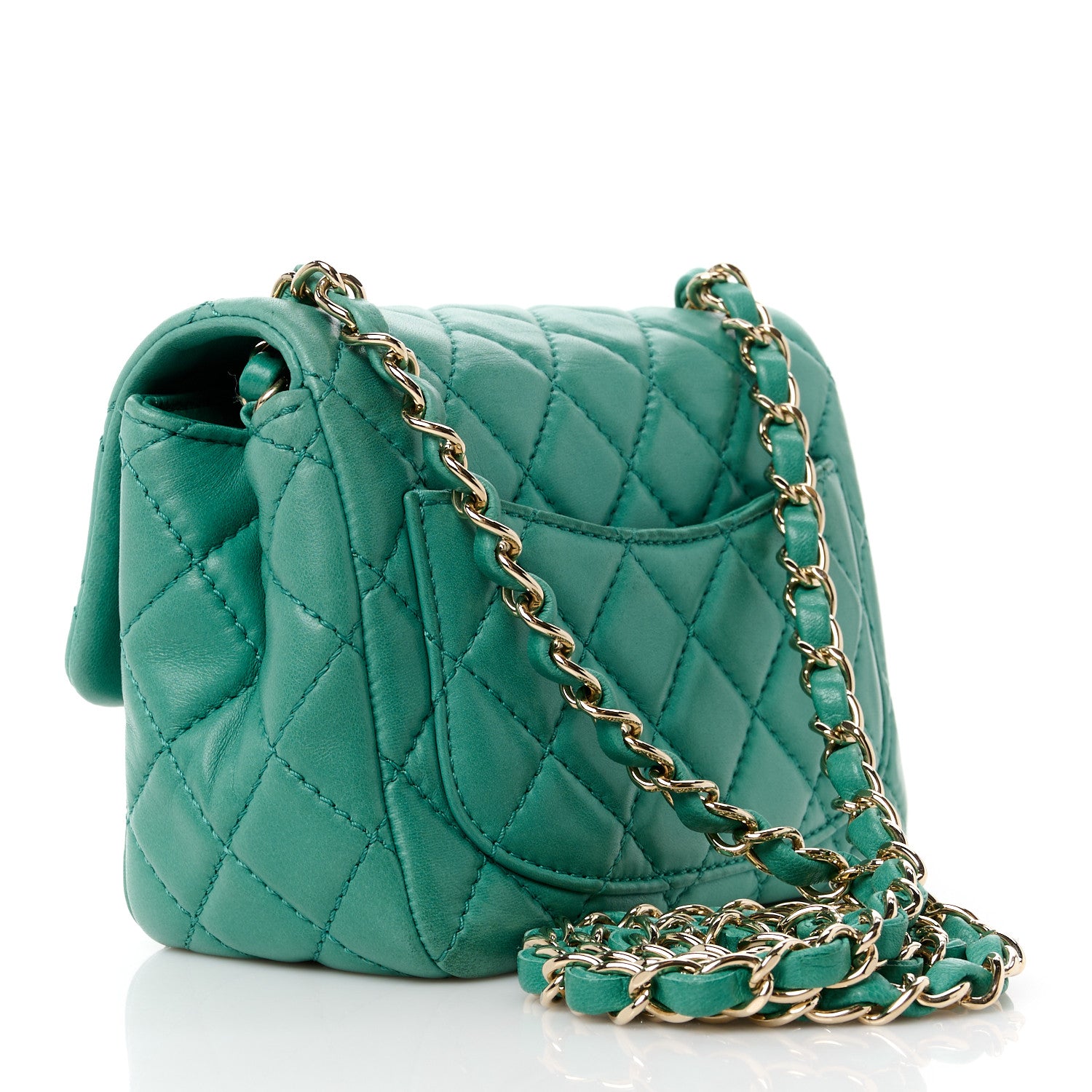 Chanel Lambskin Quilted Mini Square Flap Green 3 of 13