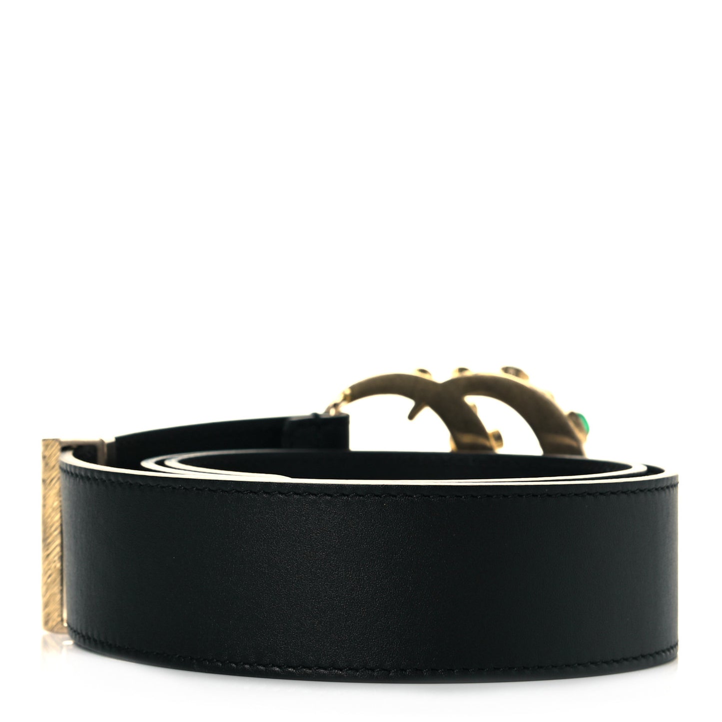 Calfskin Ceramic Glass Double G 40mm Belt 85 34 Black Multicolor