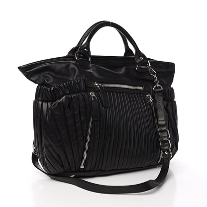Miu Miu Nappa Plisse Zip Satchel Black 2 of 11