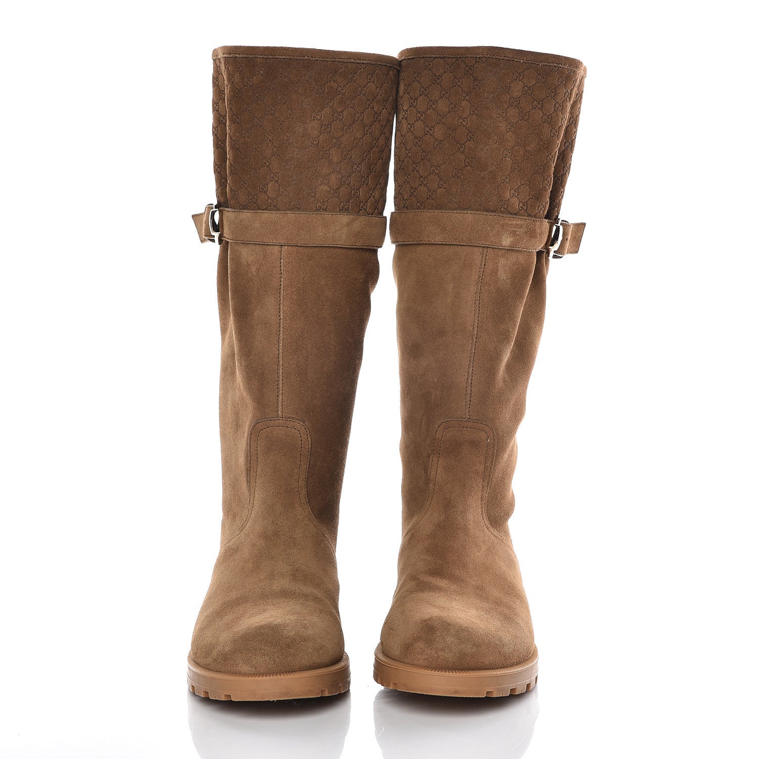 Gucci Suede Microguccissima Knee Boots 40 Brown 2 of 20