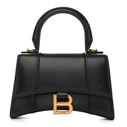 Balenciaga Shiny Box Calfskin Hourglass Top Handle Bag XS Black 1 of 17