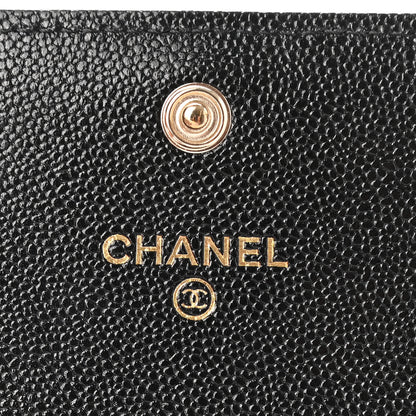 Chanel Shiny Caviar Quilted Studded CC Flap Card Holder Black 6 of 9
