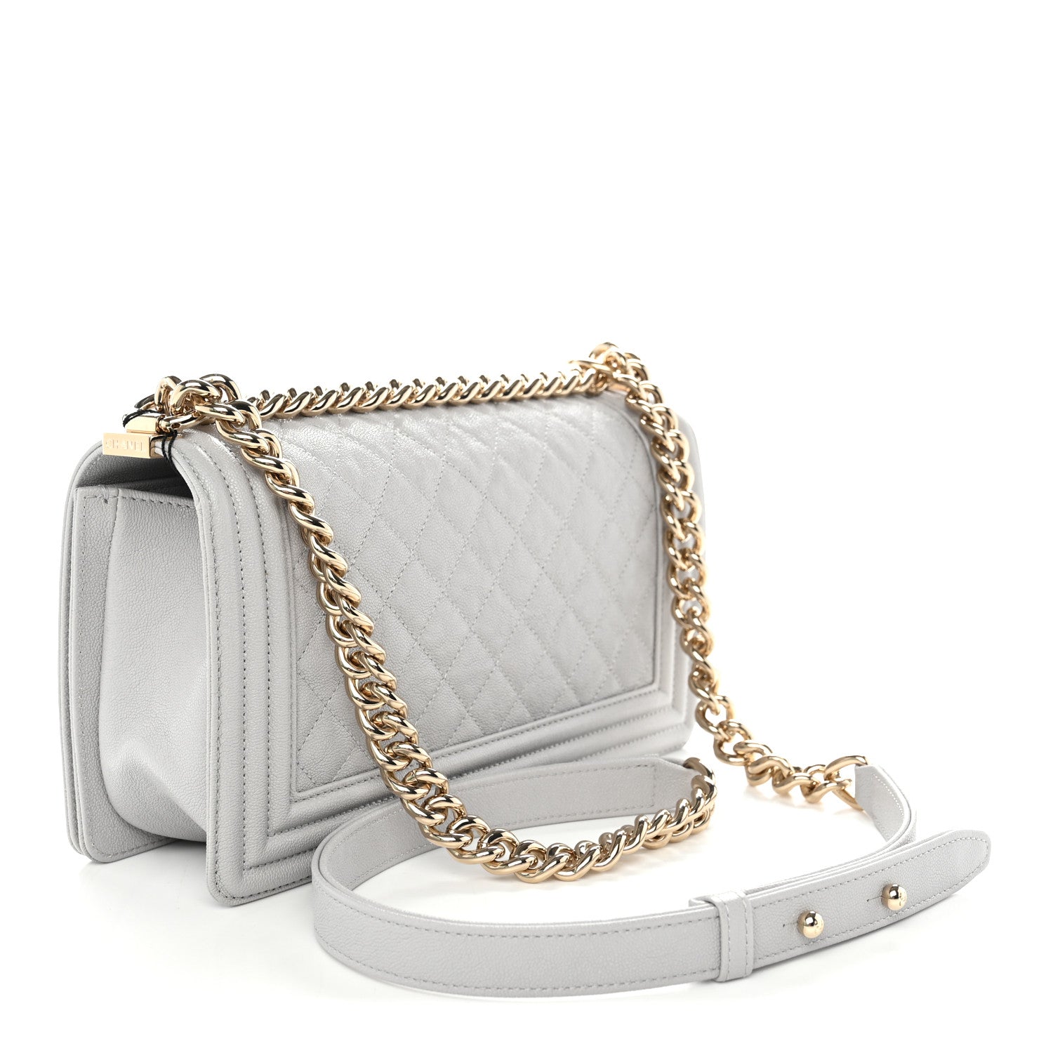 Chanel Caviar Quilted Medium Boy Flap Light Grey 3 of 11