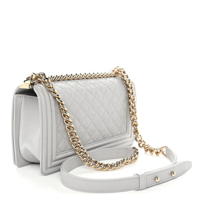 Chanel Caviar Quilted Medium Boy Flap Light Grey 3 of 11