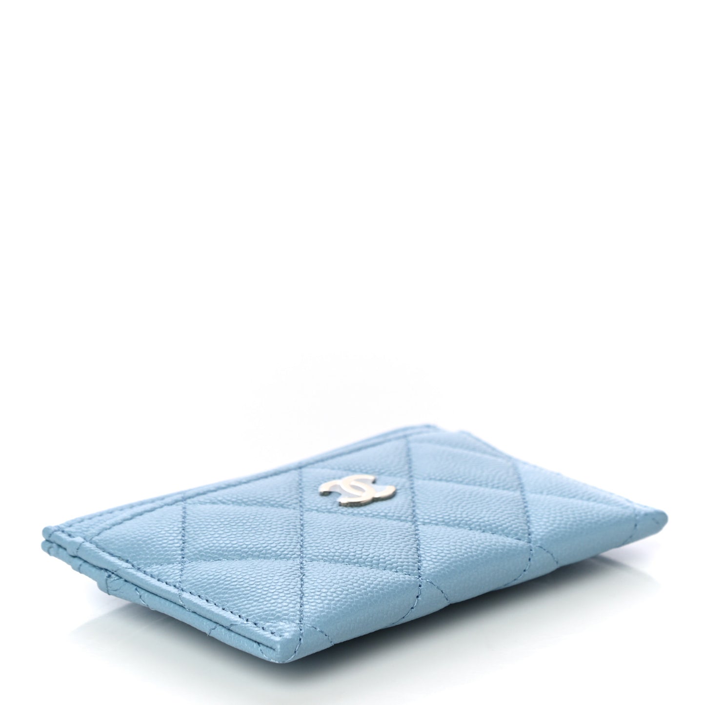 Caviar Quilted Card Holder Light Blue