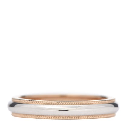 Tiffany Platinum 18K Rose Gold 3mm Milgrain Band Ring 53 6.5 1 of 4