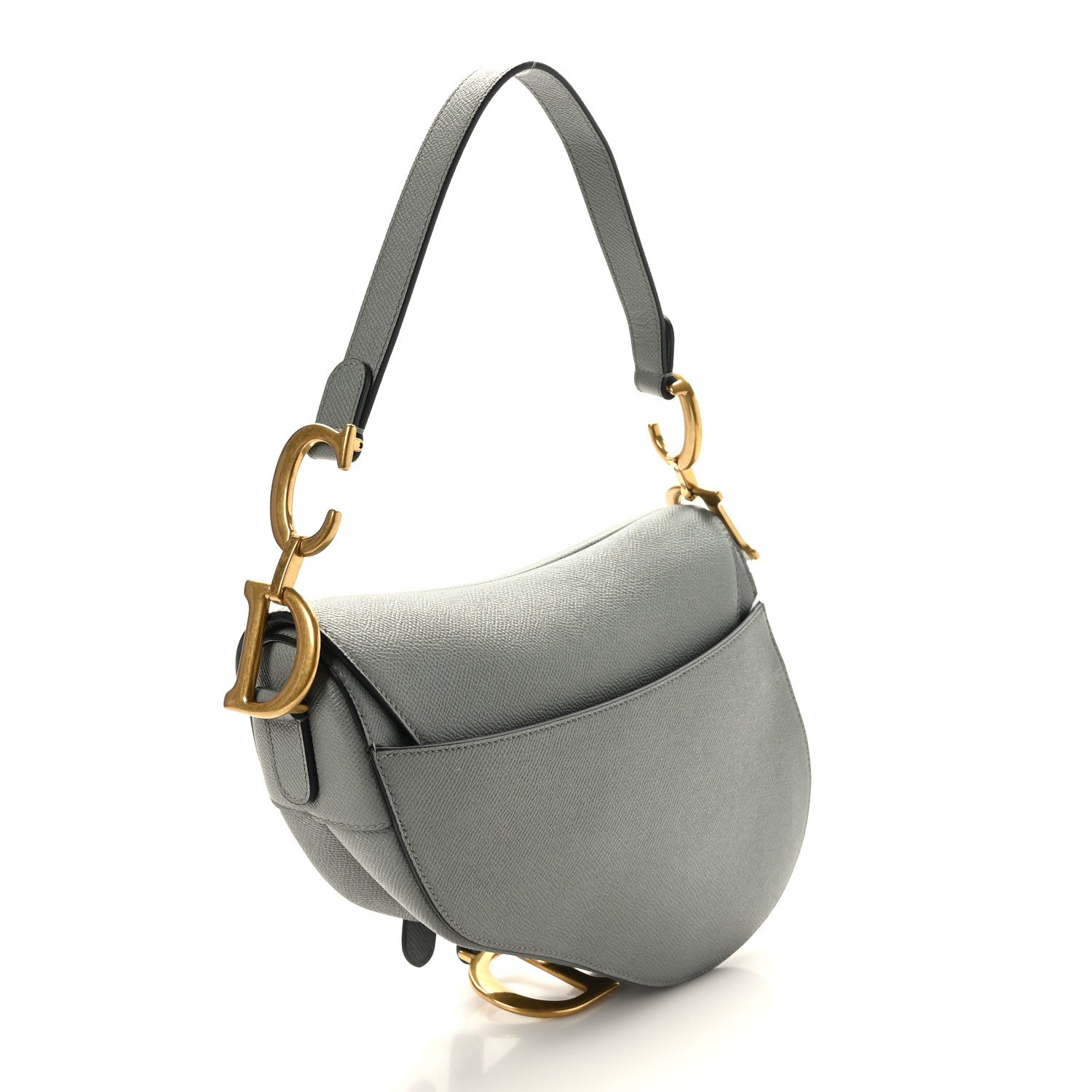 Christian Dior Grained Calfskin Saddle Bag Grey 3 of 9
